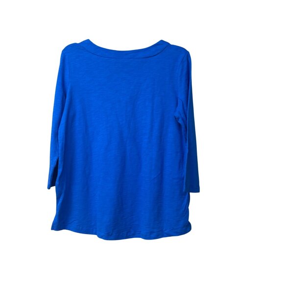 Karen Scott V-Neck 3/4-Sleeve Cotton Top,  Vibrant Blue, Sz. S - Picture 4 of 9